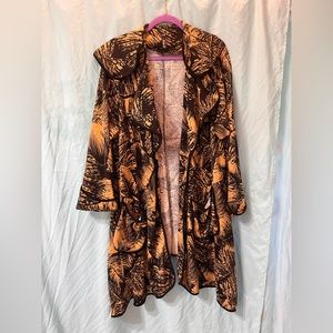 Unique cozy Diva D jacket in a mustard yellow & black pattern